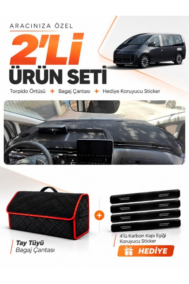 Hyundai Staria (2021-2025) Compatible Glove Box Cover + Tay Tüy Luggage Bag + Sticker Set - Hu040
