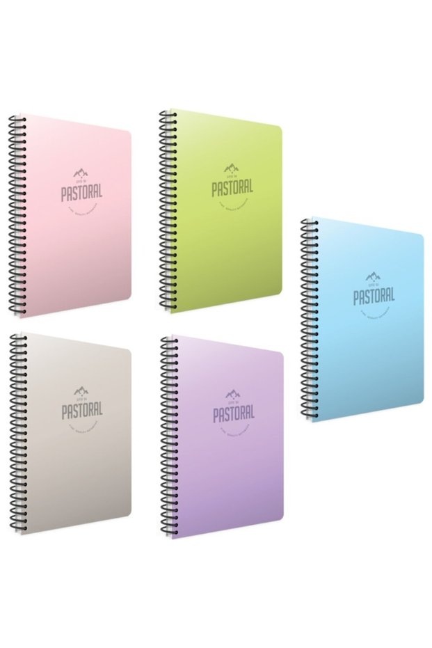 Pastoral Spiral Notebook 96 Sheets Lined Pp Cover 17X24 cm Economical Pack of 5