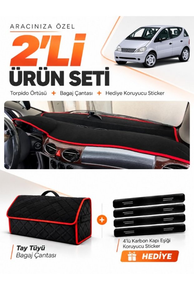 Mercedes W168 a Class (1997-2004) Compatible Glove Box Cover + Tay Tüy Luggage Bag Set - Mb001