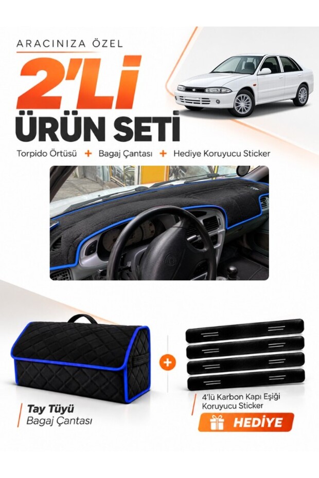 Proton 415-416-418-420 (1994-2000) Compatible Glove Box Cover + Feather Lint Trunk Bag Set - Pr002
