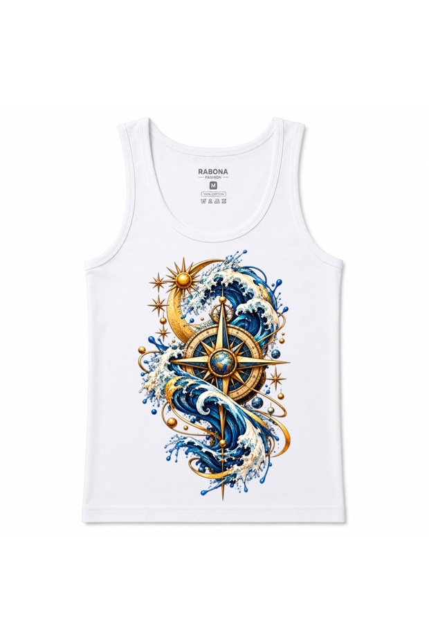 Ocean Compass Celestial Waves Graphic Tank Top