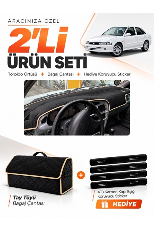 Proton 415-416-418-420 (1994-2000) Compatible Glove Box Cover + Feather Lint Trunk Bag Set - Pr002