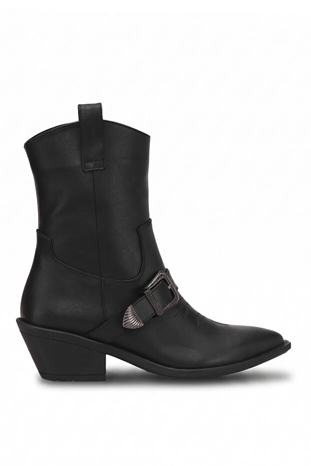 Elit Vvs2738C Women's Genuine Leather Heeled Boots Black