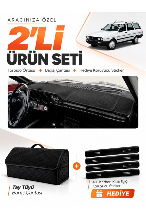 Renault 12 Toros Covered (1969-2000) Compatible Glove Box Cover + Thai Feather Trunk Bag Set - Re001