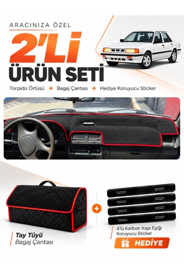 Dashboard Cover + Thai Feather Trunk Bag + Sticker Set Kia Kapital (1994-1996) Compatible - Ki009