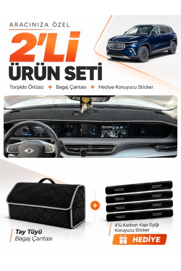 Togg T10X (2023-2026) Compatible Glove Box Cover + Thai Feather Luggage Bag + Sticker Set - Togg01