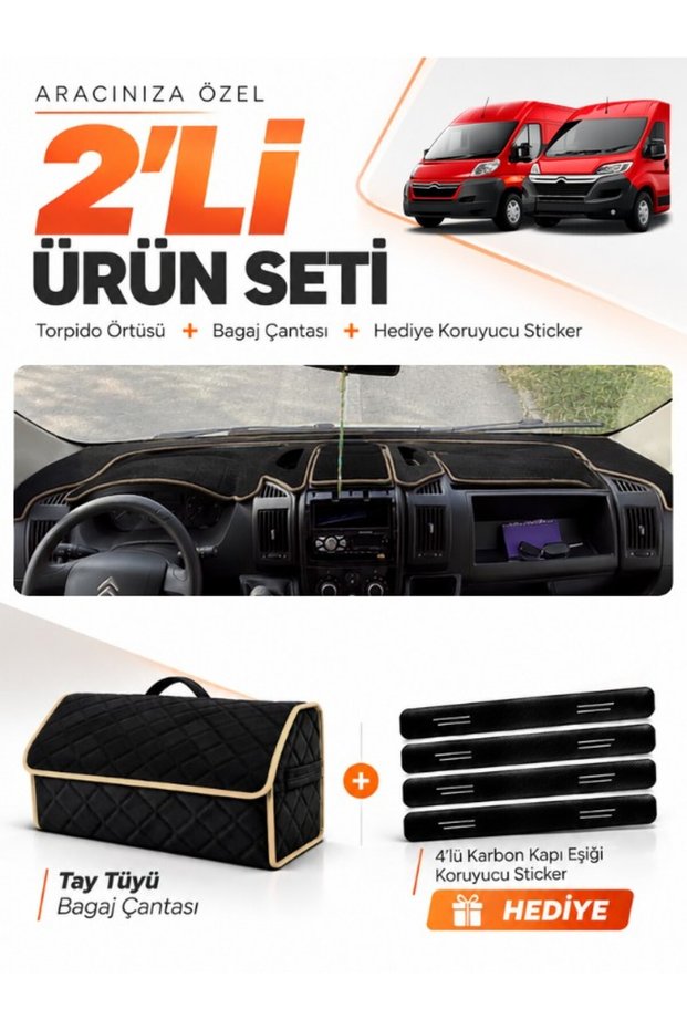Citroen Jumper (2006-2024) Compatible Dashboard Cover + Tay Feather Trunk Bag + Sticker Set - Ci006