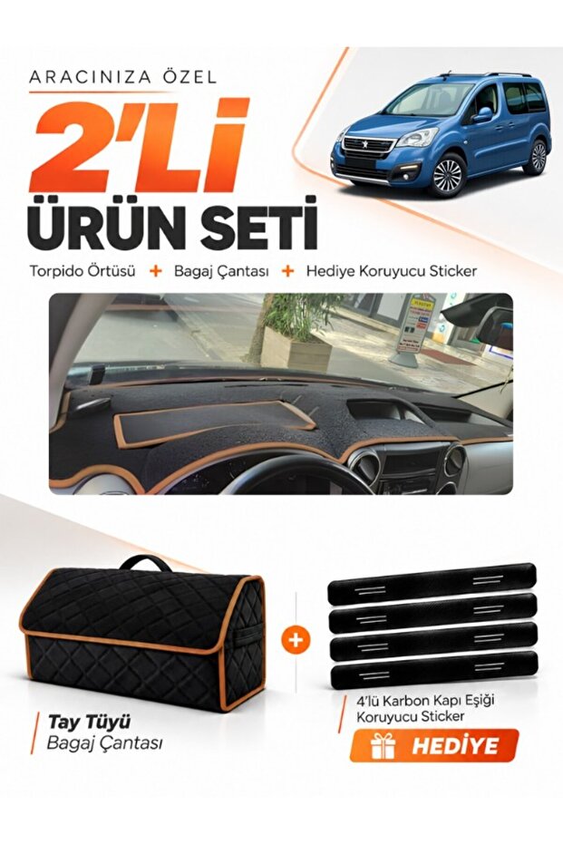 Peugot Partner Screen-Covered (2008-2017) Compatible Glove Box Cover + Thai Feather Bag Set - Pe022