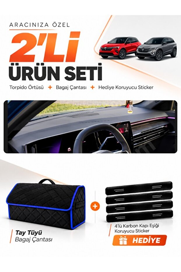 Renault Austral (2023-2026) Compatible Glove Box Cover + Thai Feather Trunk Bag + Sticker Set - Re052