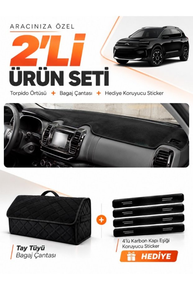 Citroen C5 Ai̇rcross (2018-2026) Compatible Glove Box Cover + Tay Tüy Luggage Bag Set - Ci014