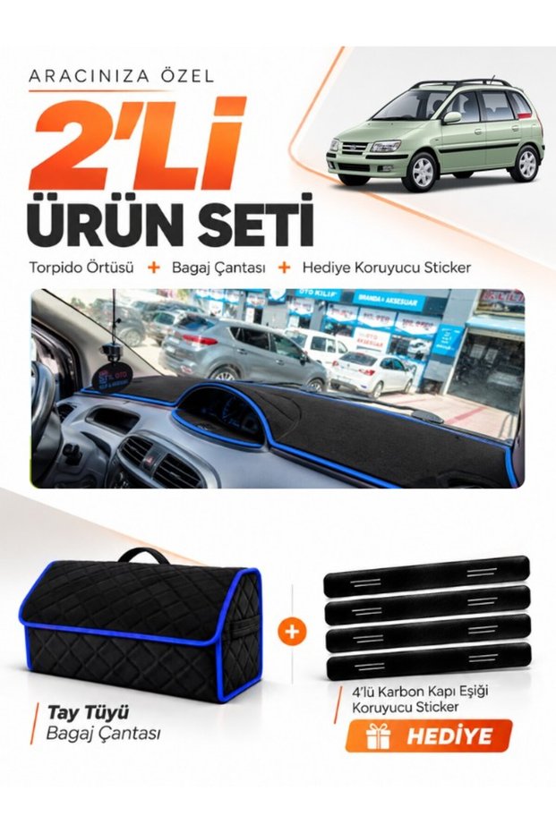 Hyundai Matrix (2001-2010) Compatible Glove Box Cover + Tay Feather Luggage Bag + Sticker Set - Hu024