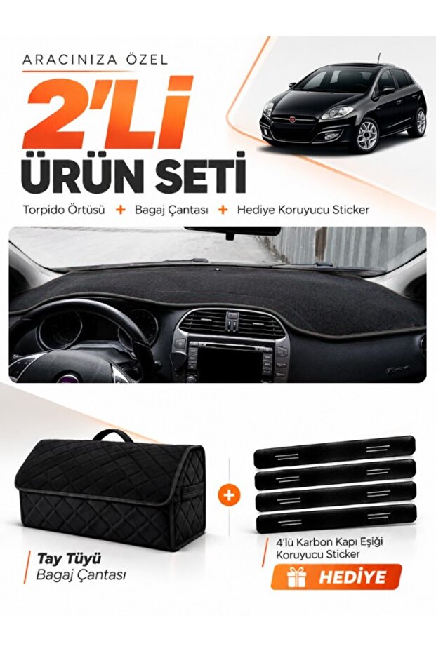 Dashboard Cover + Thai Feather Trunk Bag + Sticker Set Fiat Bravo (2007-2014) Compatible - Fi004