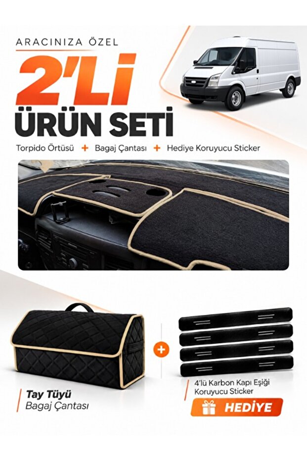 Ford Transit (2007-2012) Compatible Glove Box Cover + Tay Feather Luggage Bag + Sticker Set - Fo029