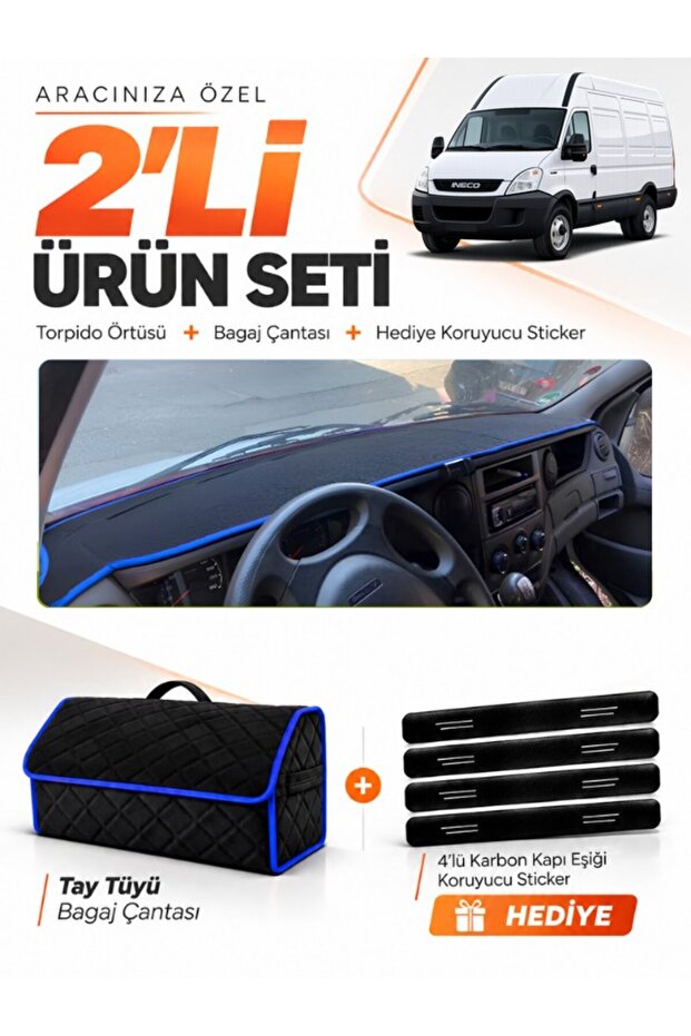 Iveco Daily (2011-2014) Compatible Dashboard Cover + Tay Feather Luggage Bag + Sticker Set - Iv001