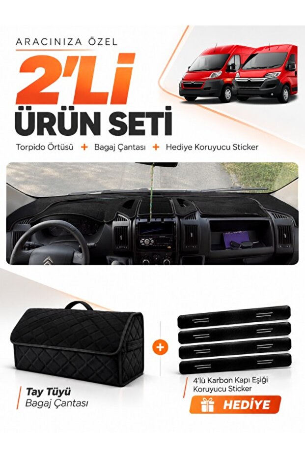 Citroen Jumper (2006-2024) Compatible Dashboard Cover + Tay Feather Trunk Bag + Sticker Set - Ci006