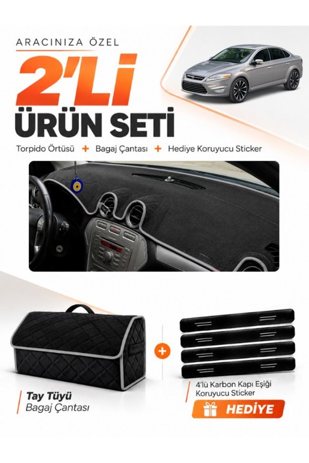 Ford Mondeo Mk4 (2008-2014) Compatible Dashboard Cover + Tay Feather Trunk Bag + Sticker Set - Fo021