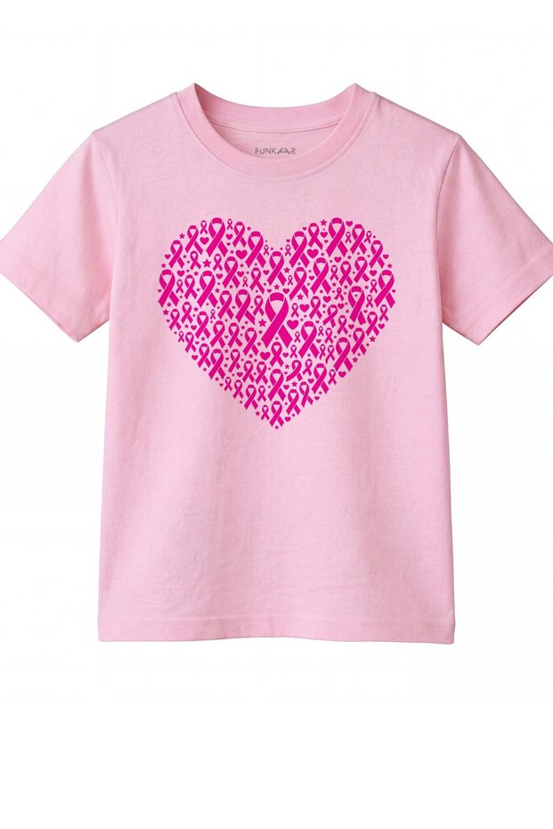 Awareness Pink Ribbon Heart Kids T-Shirt