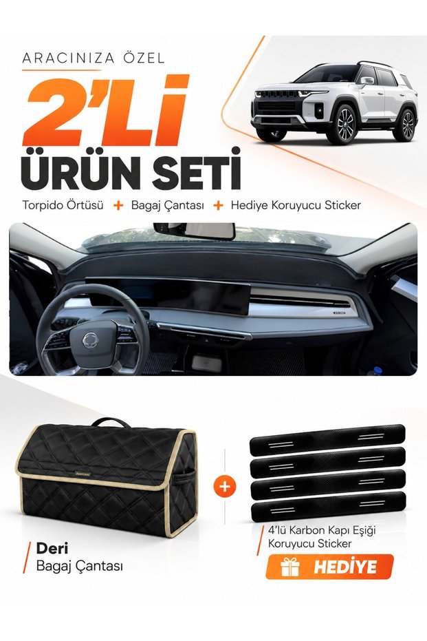 Ssanyong Kgm Torres (2023-2026) Compatible Glove Box Cover + Leather Luggage Bag + Sticker Set