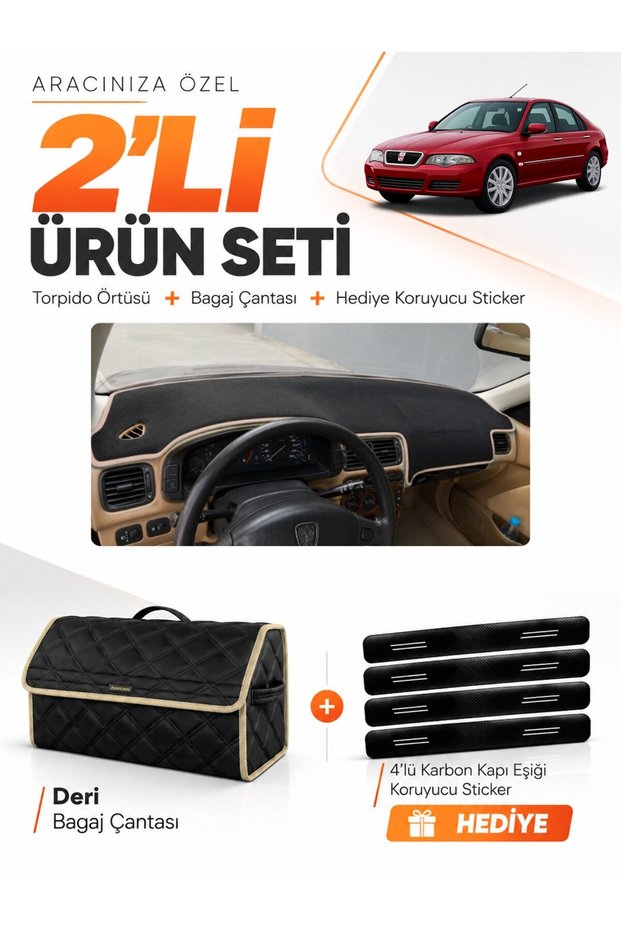 Dashboard Cover + Leather Trunk Bag + Sticker Set Rover 45 (1999-2005) Compatible - Ro002