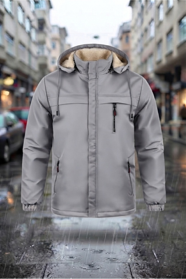 Water and Windproof Removable Hooded Fur Coat Jacket