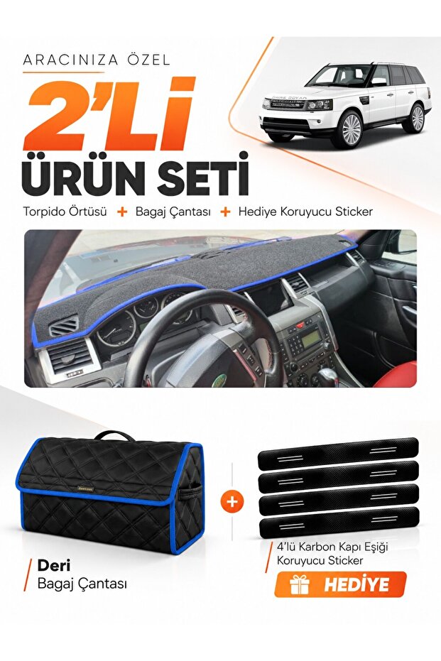 Land Rover Range Rover Sport (2005-2013) Compatible Dashboard Cover + Leather Trunk Bag Set - Lr004