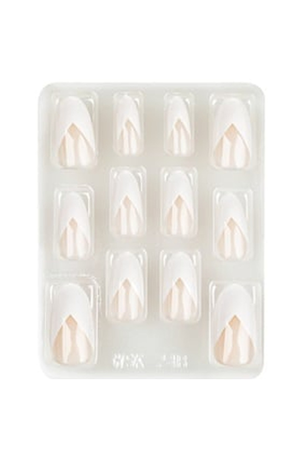 Nude False Nails White Corner 12pcs