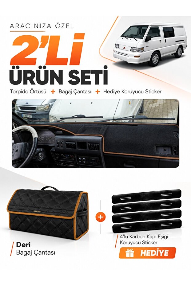 Mitsubishi L300 (2000-2010) Compatible Torpedo Cover + Leather Luggage Bag + Sticker Set - Mi011