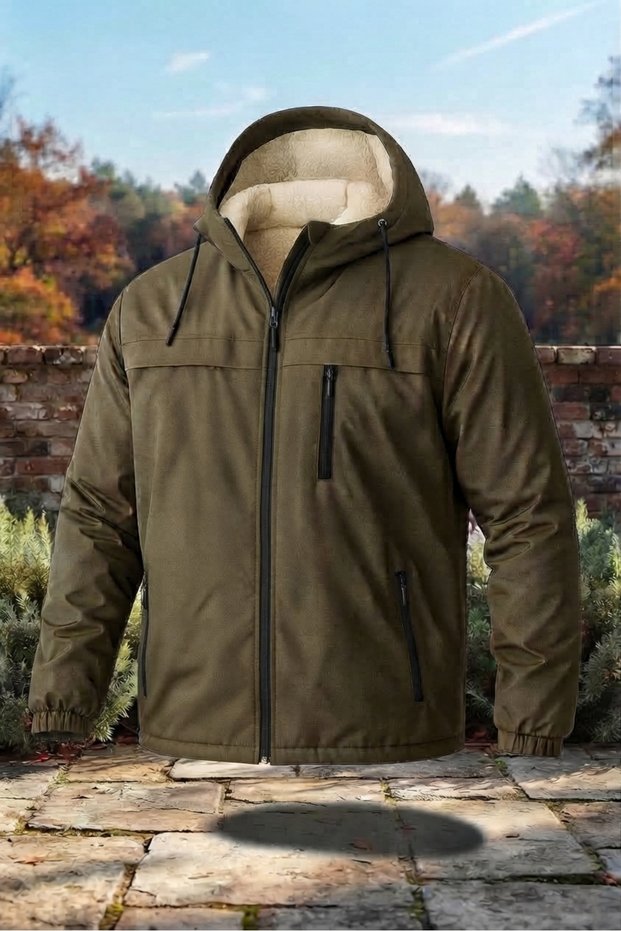 Men's Water and Wind Resistant Plush Lined Winter Coat Jacket