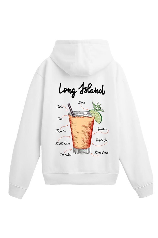 Long Island Cocktail Design Back Printed Hooded Sweatshirt