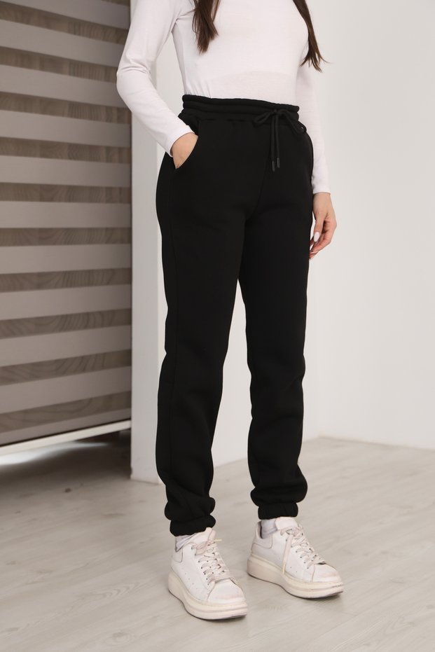 Women's 3-Thread Cotton Sweatpants with Elastic Cuffs and Lace-Up Waist, Soft Textured