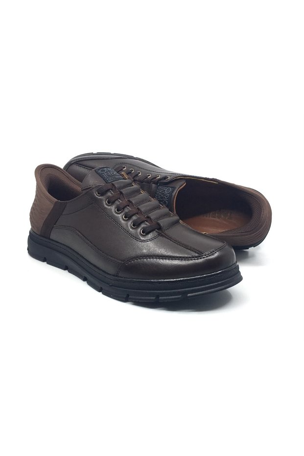 100% Genuine Leather Men's Daily Orthopedic Winter Rubber Laced Easy-To-Wear Shoes New Season 40-44