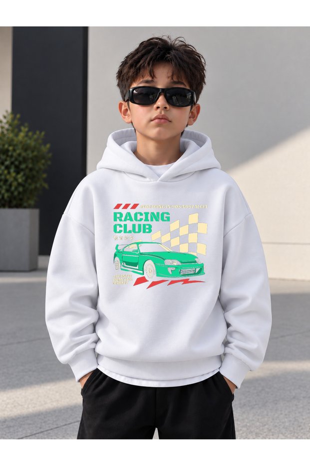 Sweatshirt (Hooded) Boys' 3 Thread Raster Printed Winter Hoodie
