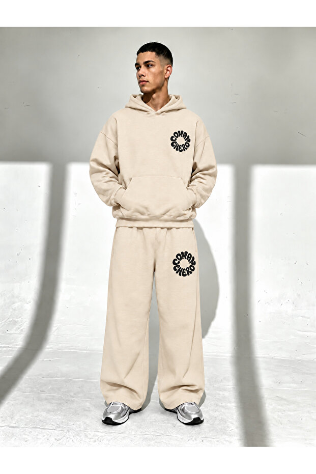 Unisex Circle Printed Oversize Winter Sweatshirt and Baggy Sweatpants Set