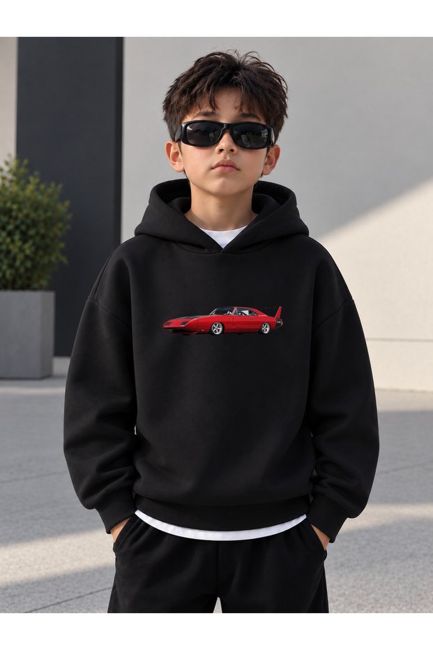 Sweatshirt (Hooded) Boys' 3 Thread Raster Printed Winter Hoodie