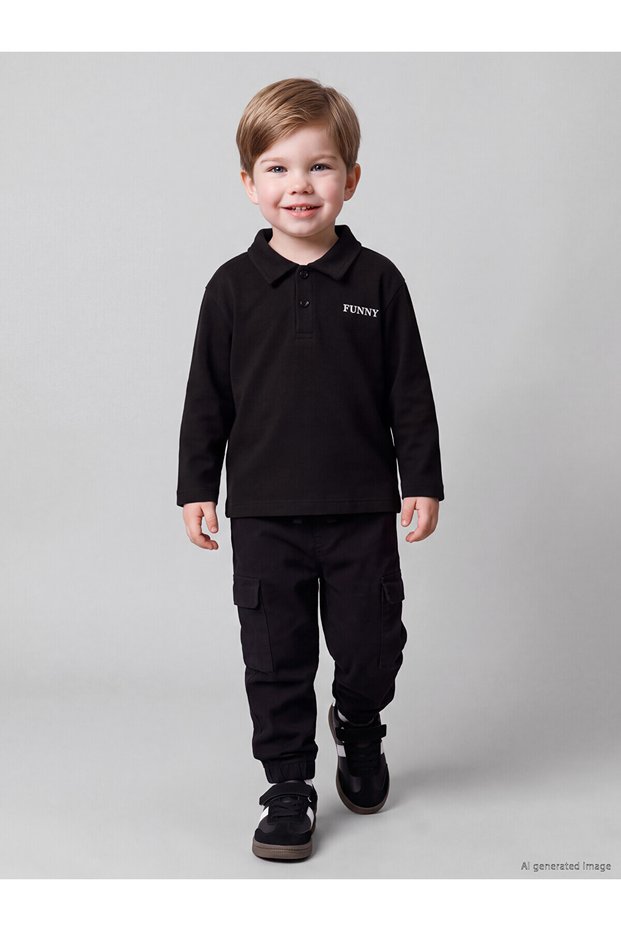 Peak New Season Anthracite Polo Collar Boys' T-Shirt