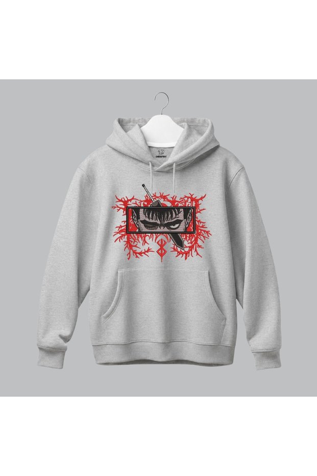 Guts Berserk Anime Embroidered Hooded Sweatshirt Unisex Hoodie