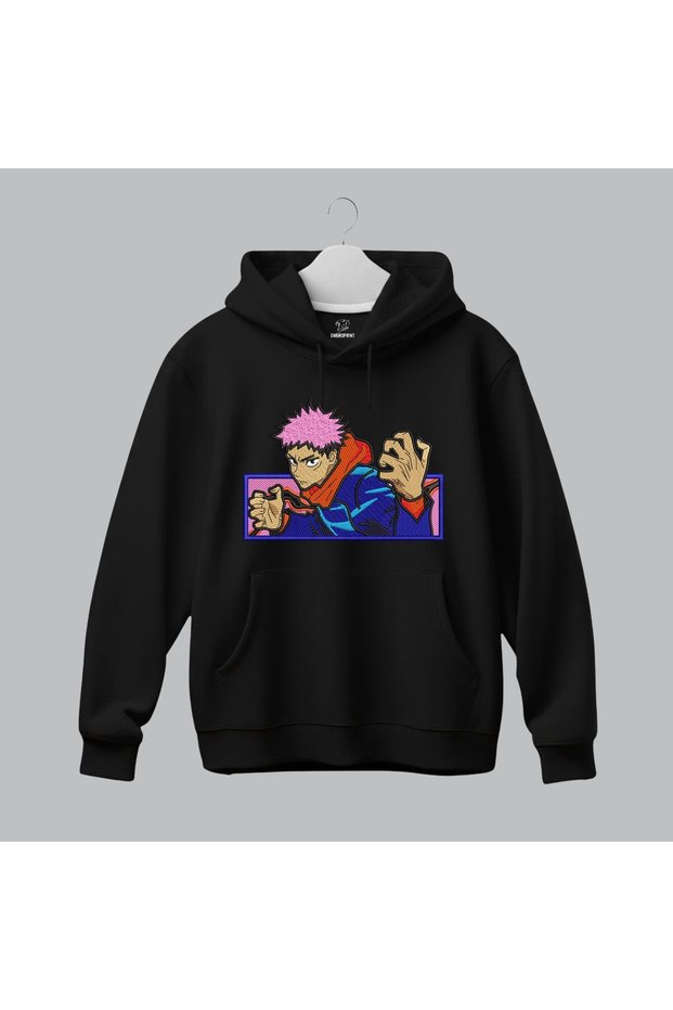 Yuji Itadori Jujutsu Kaisen Anime Embroidered Hooded Sweatshirt Unisex Hoodie