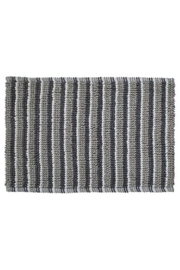 Microfiber Bath Mat Embossed Pattern Dots Stripes Grey Beige 80x50cm