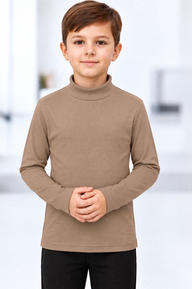 Girls Boys Ribbed Turtleneck Long Sleeve Basic Top 4-8 Years