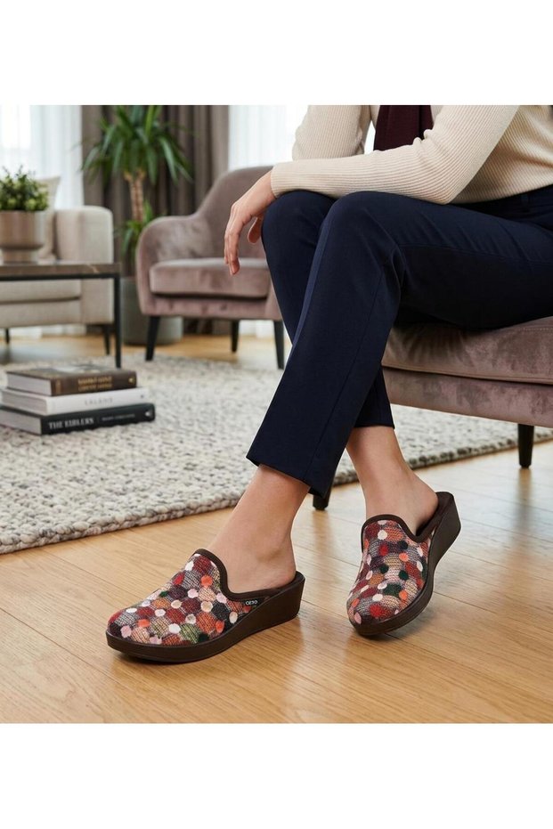 9932-40 Women's Orthopedic Feta Heel Winter House Slippers