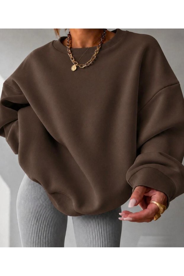 Plus Size Round Neck Solid Color 100% Cotton Super Soft Hip Hop Women's Sweatshirt