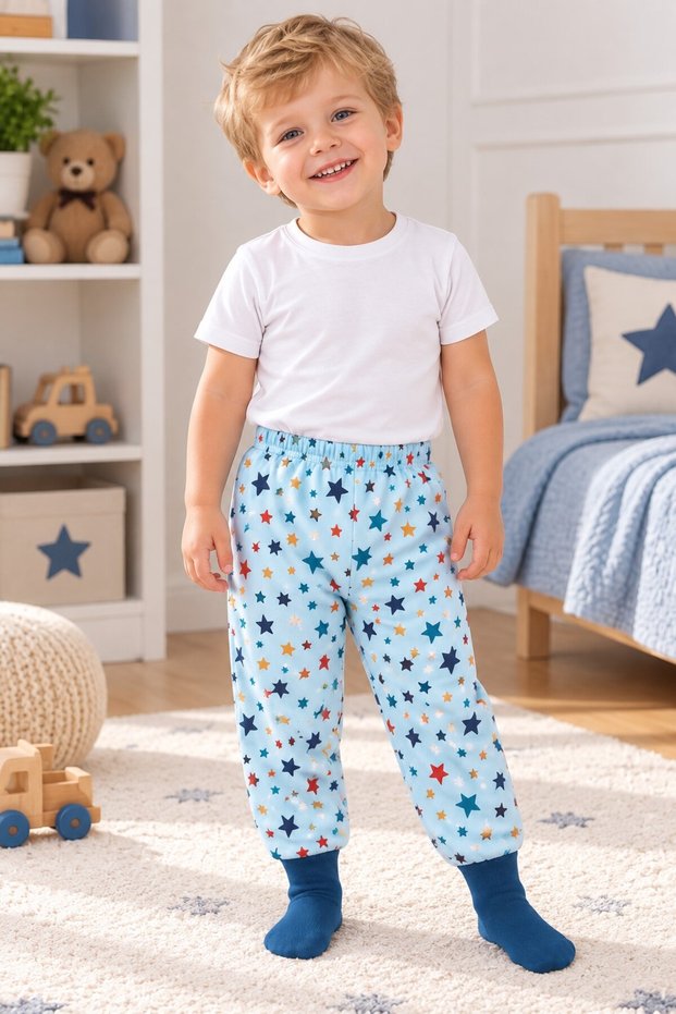 Baby Booties Pants with Self-Socking Bottoms and Socks! Socks May Vary Visually!