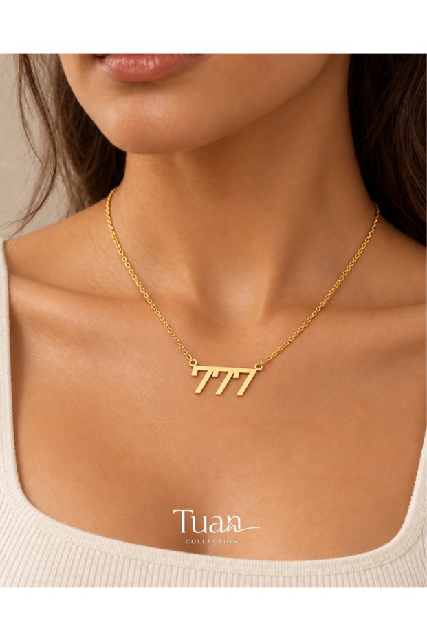Complete Steel 777 Angel Count Luck Necklace Manifest Necklace Gold Color Stainless Steel Women's Necklace