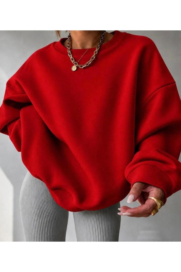 Plus Size Round Neck Solid Color 100% Cotton Super Soft Hip Hop Women's Sweatshirt
