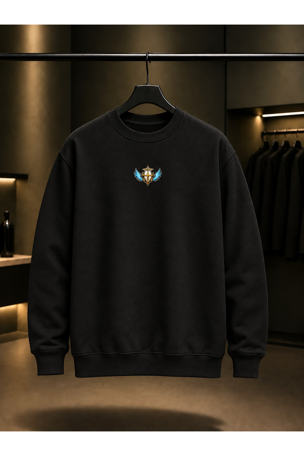 Ultrakill Mini Gabriel Printed Unisex 100% Cotton Black Crew Neck Sweatshirt