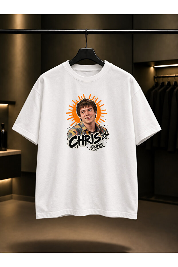 Skins Chris Printed Unisex 100% Cotton White T-Shirt