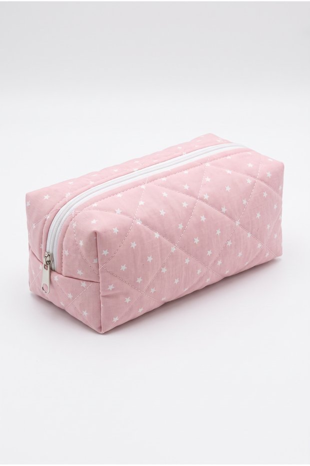 Light Pink Patterned Quilted Hair Styling Organizer Bag Makeup Bag
