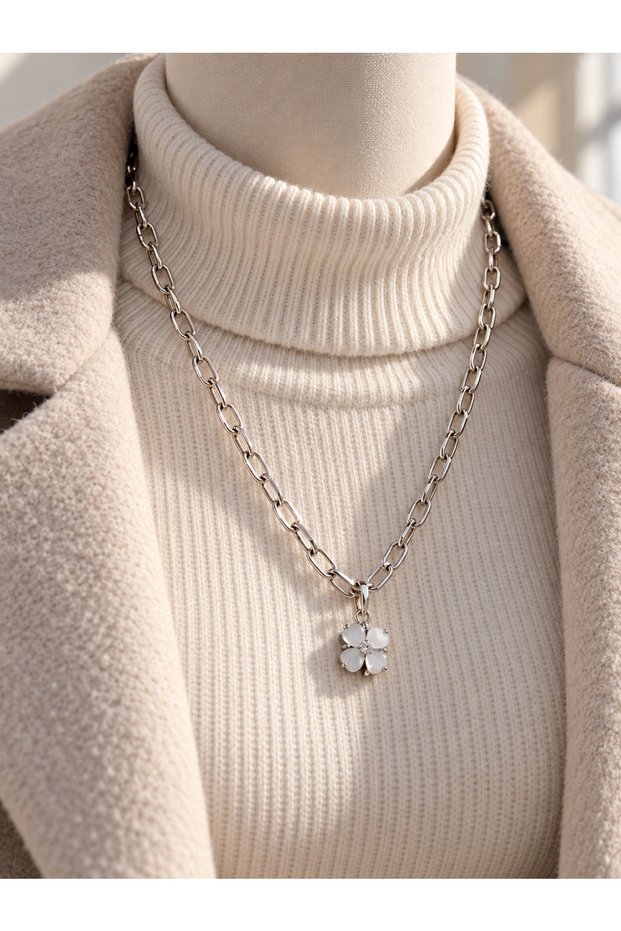 Lucky Clover Steel Necklace – 4-Leaf Clover Charm