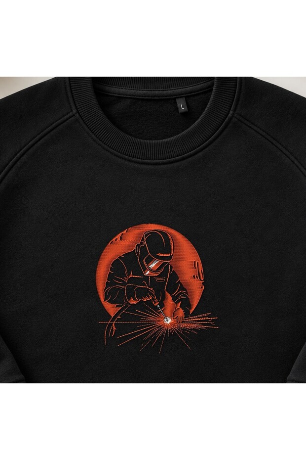 Welder Worker Embroidered Crew Neck Sweatshirt Unisex