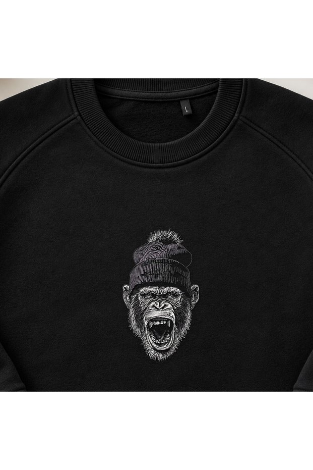 Furious Gorilla Embroidered Crew Neck Sweatshirt Unisex
